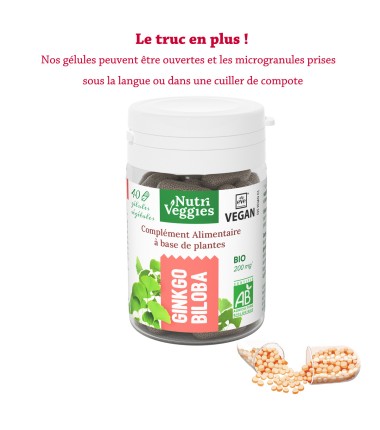Ginkgo biloba Bio végan. Phytothérapie