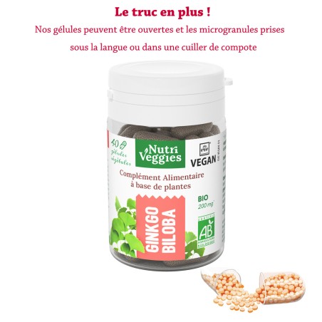Ginkgo biloba Bio végan. Phytothérapie